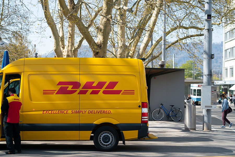 DHL truck making a delivery